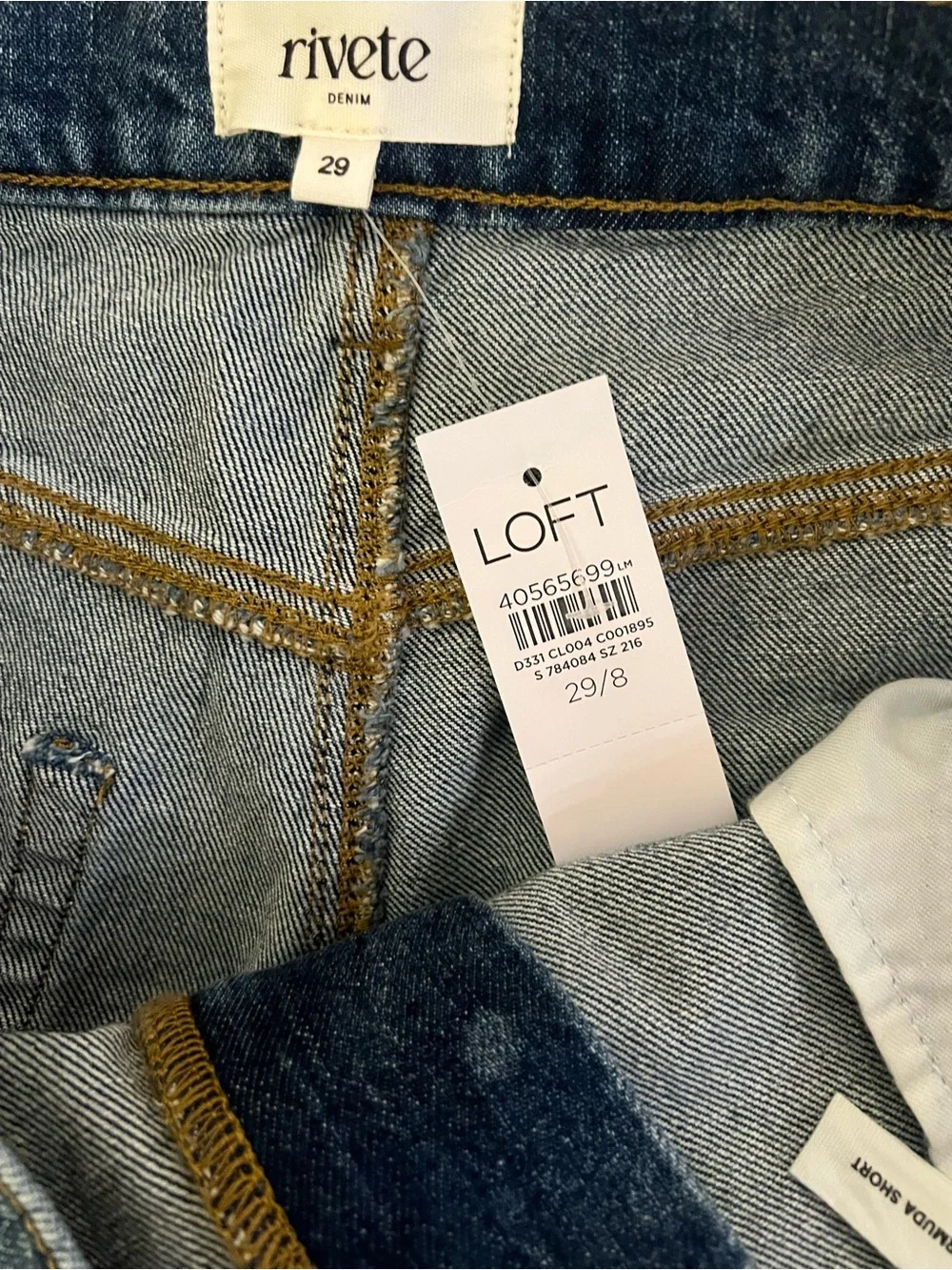 Loft Riveted Denim Bermuda Shorts - Picture 4 of 5